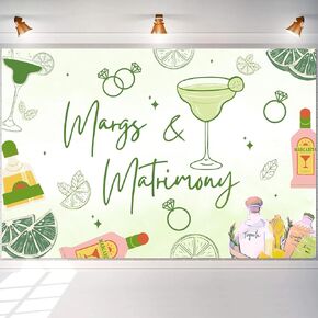 Margs and Matrimony Bachelorette Decorations Backdrop Margarita Backdrop Banner Cinco De Mayo Mexican Fiesta Banner Bridal Shower Party Supplies for Cactus Engagement Wedding Carnival