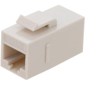 NavePoint CAT6 UTP Inline Keystone Coupler, RJ45 Female to RJ45 Female, Snap-in, 15 pack, Ivory
