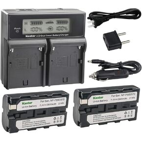 Kastar LCD Dual Fast Charger & 2 x Battery Replacement for Sony NP-F330 NP-F550 NP-F570, CCD-RV200 CCD-SC9 CCD-TR1 CCD-TR940 CCD-TR917 Camera, CN-126 CN-160 CN-216 CN-304 YN 300 VL600 LED Video Light