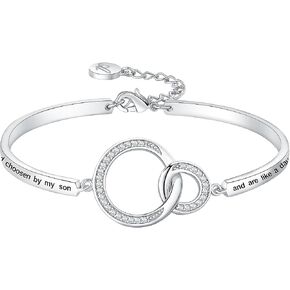 Aihitero Christmas Mother/Daughter/Sister in Law Gift, ‘Marriage Made Us Family Love Made You My Mom/Daughter/Sister’ Bangle Bracelet, Women Girls Wedding Jewelry, Birthday Xmas Present for Step Sis