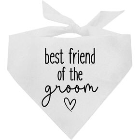 Best Friend of The Groom Wedding Dog Bandana (White, OS 656)