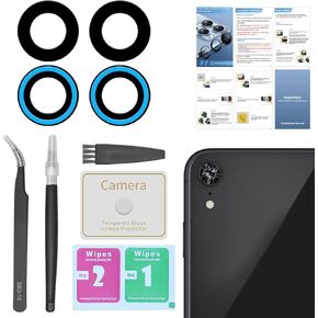 2 Pack for iPhone XR Back Rear Camera Lens Glass Replacement with Pre-Installed Adhesive, Include Repair Tool Set+ Installation Manual+ Camera Lens Protector