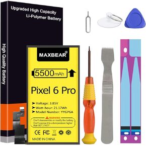 MAXBEAR Google Pixel 6 Pro Battery, (Upgraded) 5500mAh 3.85V Li-Polymer Replacement Battery for HTC Google Pixel 6 Pro with Repair Tool Kit