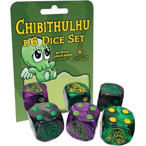 Chibithulhu d6 Dice Set | 6 Pcs | 19mm Six-Sided | Pearlized Dice | Tabletop Roleplaying Games | RPG | from Steve Jackson Games