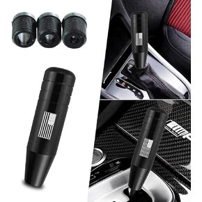 Pack-1 Car Gear Stick Shifter Knobs, 5.1" Stylish American Flag Gear Lever Decoration, Easy-Grip Smooth Alloy Handle Modification Accessories, Universal for Manual Transmission Cars (Black)