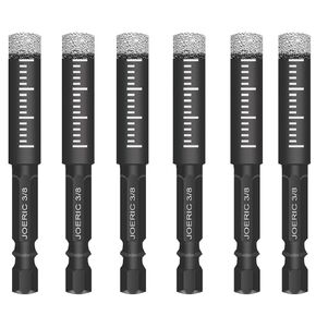 Orange Hex Shank 3/8" Dry Diamond Drill Bit Set, 6PCS 10mm Diamond Core Drill Bit for Granite Marble Tile Ceramic Stone Glass (Not for Wood)