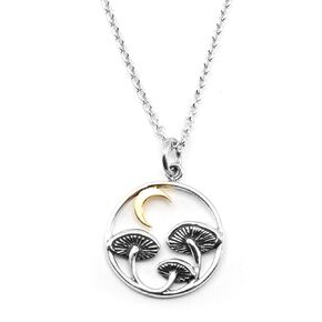 Sterling Silver Mushroom Charm Necklace, 18"