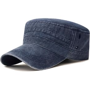 XYIYI Retro Washed Military Caps Cotton Cadet Army Caps Vintage Flat Top Cap