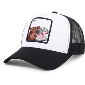 Animal-Themed Trucker Hat with Polycotton Sweatband and Embroidered Patch