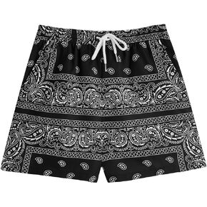 OYOANGLE Men's Floral Print Graphic Drawstring Shorts Athletic Shorts Summer Beach Shorts