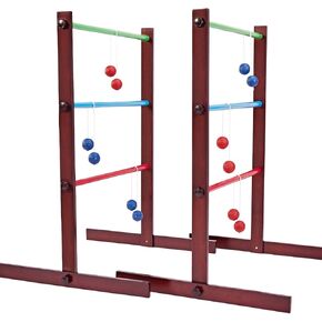 Ladder Ball Game Set - Premium Rubber Wooden Golf Lawn Game with 6 Bolo Balls and Carrying Case, Perfect Outdoor Yard Game for Teens, Adults and Families