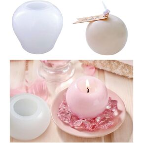 Sphere Resin Mold Round Candle Holder Silicone Molds Soap Epoxy Casting Mold 3D Sphere Shape Candlestick Silicone Molds for DIY Home Table Decoration (Round)