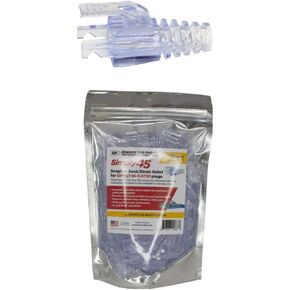 Integrated Snagless Strain Reliefs S45-1500 Unshielded Pass-Through and S45-1000 Standard RJ45 - Pack of 100 Pieces, Resealable Bag - S45-B001