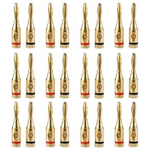12 Pairs Banana Plugs Banana Connectors for Speaker Wire, Open Screw 24K Gold Plated Quick Connect, 24-Pack