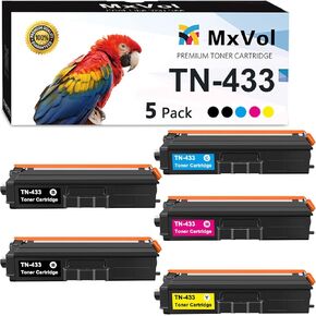 MxVol Compatible Brother TN-433 TN-431 TN433 Toner Cartridge Replacement for Brother MFC-L8900CDW HL-L8360CDW MFC-L8610CDW HL-L8260CDW L9310CDW Printer Toner (2*TN433BK TN433C TN433M TN433Y, 5-Pack)