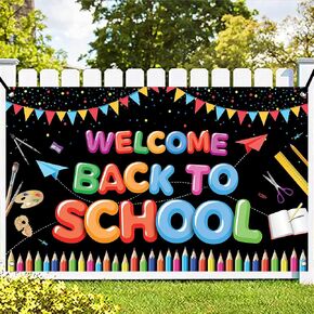 KatchOn, Welcome Back To School Banner - XtraLarge, 72x44 Inch | Back To School Backdrop | Back To School Decorations for Classroom | First Day of School Banner | Back To School Party Decorations
