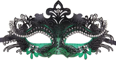 Vanki 1 PCS Masquerade Mask Laser Cut Metal Shiny Rhinestone Party Mask in Kuwait