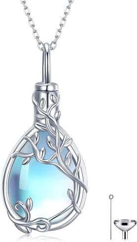 Daixiya Urn Necklace for Ashes 925 Sterling Silver Moonstone/Angel Wing/Tree of Life/Cross Faith/Keepsake Pendant Necklace Cremation Memorial Jewelry Gifts for Women Men Girls in Kuwait