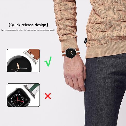 for Google Pixel Watch Band Genuine Leather Band, Durable Breathable Replacement Strap for Google Pixel Watch Women Man. in Saudi Arabia
