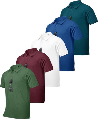 ZITY 5 Pack Tactical Polo Shirts for Men Golf Shirt Short Sleeve Athletic Performance Moisture Wicking Work Outdoor Tshirts in Kuwait