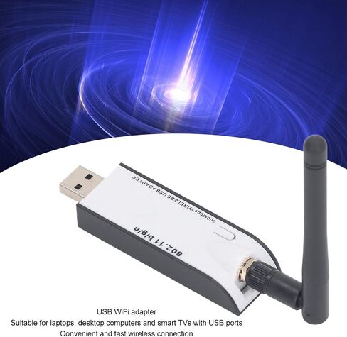 محول واي فاي USB بسرعة 300 ميجا بت في الثانية مع هوائي، اتصال لاسلكي مستقر، نظام متعدد متوافق مع أجهزة الكمبيوتر الشخصية وسطح المكتب والويندوز in Kuwait