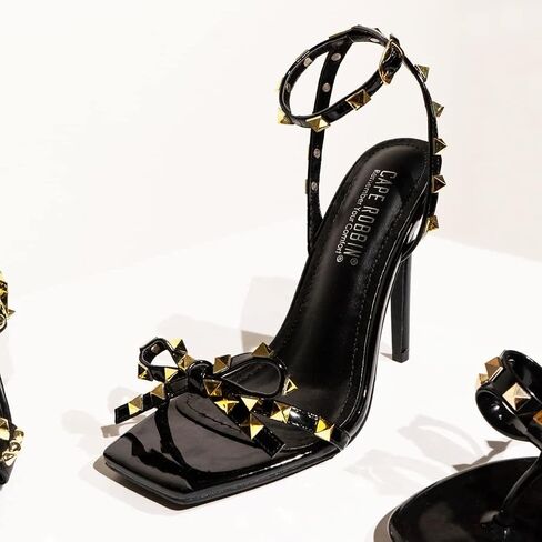 Cape Robbin Cafenoir Transparent Sexy High Heels for Women, Studded Square-Toe High Heels in Saudi Arabia