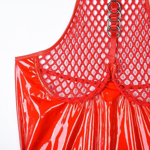 Yxinly Garter Lingerie Set for Women Sexy PU Leather Exotic Fishnet Bodysuit Leotard Teddy Tutu Nightwear in Saudi Arabia