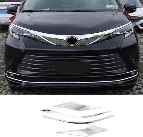 ERIDANUS Auto Accessories Fit for Toyota Sienna 2023 2022 2021 Front Hood Bonnet Grille Stripe Cover Trim (Black) ABS 4 PCS in Saudi Arabia