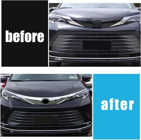 ERIDANUS Auto Accessories Fit for Toyota Sienna 2023 2022 2021 Front Hood Bonnet Grille Stripe Cover Trim (Black) ABS 4 PCS in Saudi Arabia