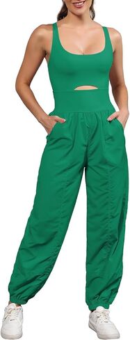 ReachMe Womens Running Onesie Workout Rompers One Piece Gym Exercise Jumpsuits Hiking Pants with Pockets Climb Outfits in Kuwait