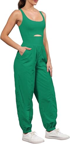ReachMe Womens Running Onesie Workout Rompers One Piece Gym Exercise Jumpsuits Hiking Pants with Pockets Climb Outfits in Kuwait