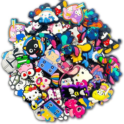 Lot of 30,50,100 Cartoon Random Shoe Charms Decoration for Kids Boys Girls, PVC Bulk Croc Pins for Shoes Clog Sandals in Saudi Arabia