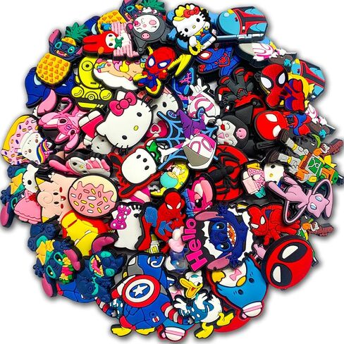 Lot of 30,50,100 Cartoon Random Shoe Charms Decoration for Kids Boys Girls, PVC Bulk Croc Pins for Shoes Clog Sandals in Saudi Arabia