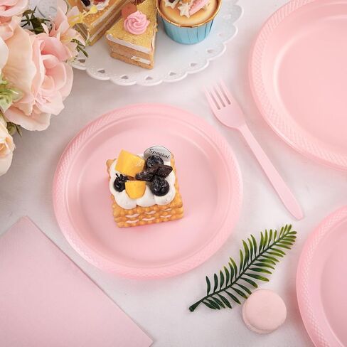 MirthMood 350PCS 2024 Black Disposable Plates, Black Party Supplies, Includes 50 Dinner Plates, 50 Salad Plates, 50 Black Silverware, 50 Napkins and 50 12OZ Cups, Suit for BBQ Party And Halloween in Saudi Arabia