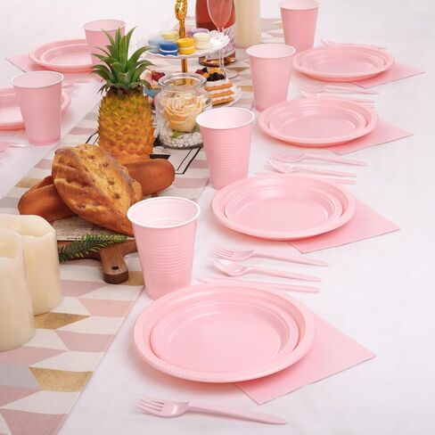 MirthMood 350PCS 2024 Black Disposable Plates, Black Party Supplies, Includes 50 Dinner Plates, 50 Salad Plates, 50 Black Silverware, 50 Napkins and 50 12OZ Cups, Suit for BBQ Party And Halloween in Saudi Arabia