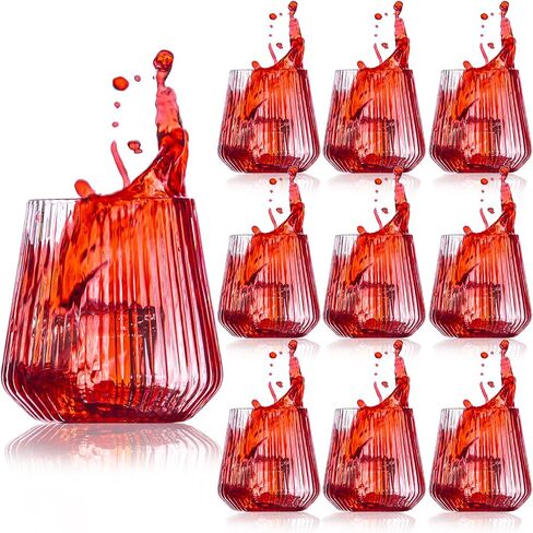 20 Pack 14oz Stemless Plastic Wine Glasses Heavy Duty Disposable Wine Glasses Unbreakable Clear Plastic Cocktail Glasses Recyclable Shatterproof Reusable Plastic Wine Cups for Parties Wedding in Saudi Arabia