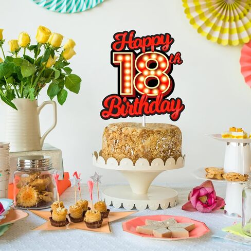 عيد ميلاد سعيد 18 كعكة توبر الفلورسنت وامض ليلة خارج الدجاجة فيلم ملهى ليلي موضوع ديكور لوازم امرأة رجل سعيد حفلة عيد ميلاد زينة أحمر بريق in Kuwait