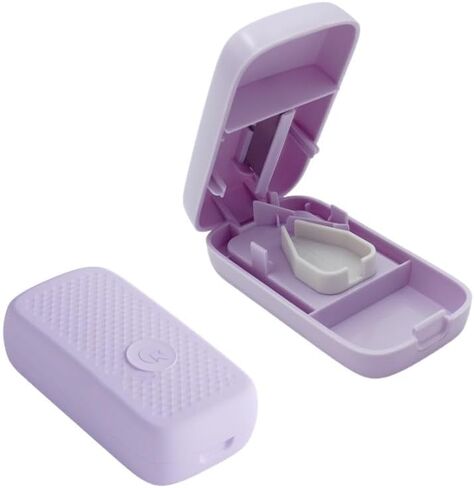 Safety Pill Cutter with Automatically Show/Hide Blade, Travel Pill Splitter with Silicone V-Shaped Holder, Portable Pill Cutter with Integrated Storage Compartments (Light Purple) in Saudi Arabia
