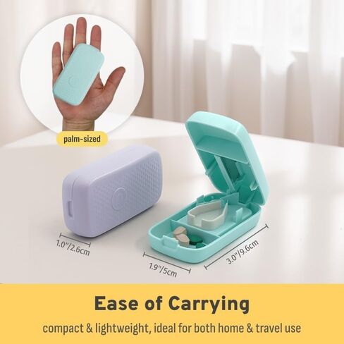 Safety Pill Cutter with Automatically Show/Hide Blade, Travel Pill Splitter with Silicone V-Shaped Holder, Portable Pill Cutter with Integrated Storage Compartments (Light Purple) in Saudi Arabia