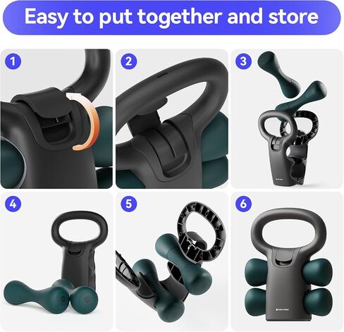 Adjustable Kettlebell Weight Set，2 in 1 detachable kettlebell for home gyms with two 2.5kg/5.5lb dumbbells,Total weight 12LB，Workout Strength Training for home gym，Suitable for beginners in Saudi Arabia