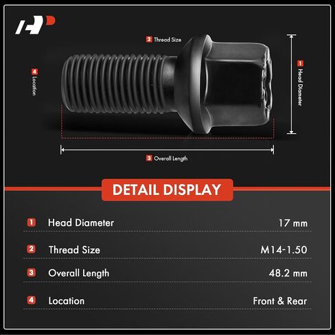 مسامير عجلة A-Premium M14-1.50 متوافقة مع مجموعة Volkswagen Jetta Passat Golf Tiguan Beetle Audi A3 A4 A5 A6 A7 Quattro A8 الأمامية والخلفية المكونة من 20 قطعة in Saudi Arabia