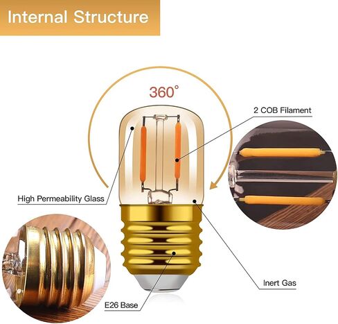 1W Low Wattage LED Edison Night Light Bulbs Warm,T28 Mini Vintage Light Bulb 10W Incandescent Equal,E26 Medium Screw Base Bulb for Oven Bulbs Decoration 6 Pack in Saudi Arabia