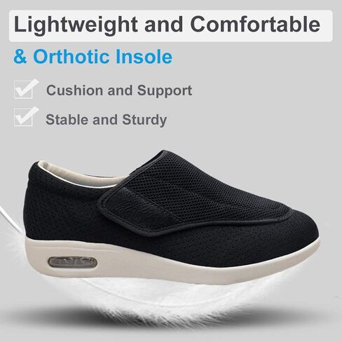 Men's Diabetic Shoes, Lightweight Wide Width Walking Sneakers with Adjustable Closures for Diabetic Edema Plantar Fasciitis Bunions Arthritis Swollen Feet in Saudi Arabia