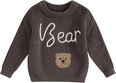 Toddler Baby Girl Boy Knit Sweater Letter Embroidery Pullover Sweatshirt Newborn Fall Winter Clothes in Saudi Arabia