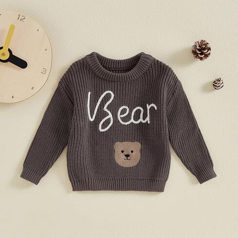 Toddler Baby Girl Boy Knit Sweater Letter Embroidery Pullover Sweatshirt Newborn Fall Winter Clothes in Saudi Arabia