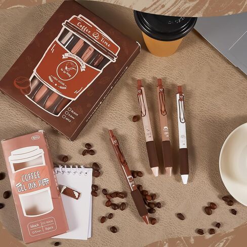 10 Pcs Cute Coffee Pens 9 Pcs Retractable Quick Dry Ink Pens and Highlighter 5mm Fine Point Black Ink Aesthetic Pens Comfortable Smooth Writing Gel Ink Pen for Boy Girl School Office Supplies in Saudi Arabia