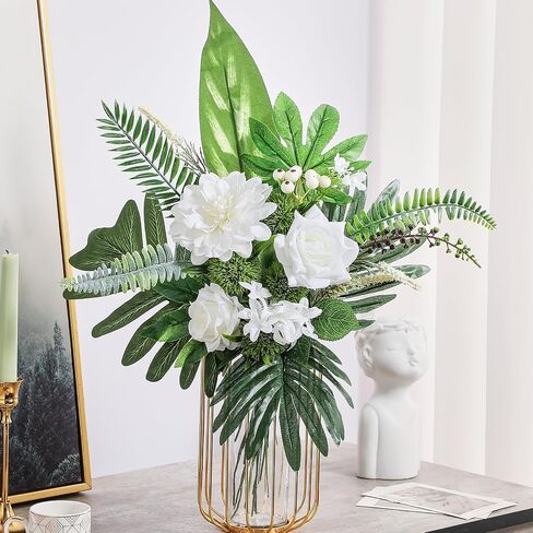 Serwalin 𝟯𝟯 Pcs Fake Flowers Bouquets, 𝟭𝟵'' Silk Floral Artifical Flowers Arrangements for DIY Wedding Party Decorations and Table Centerpieces Home Decor, Bathroom, Office Decor(No Include Vase) in Saudi Arabia