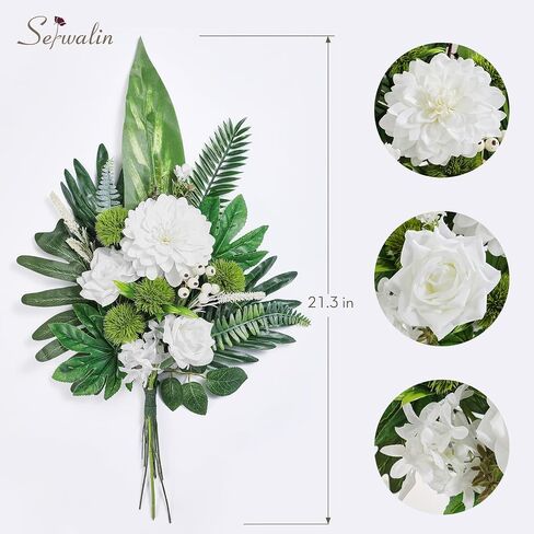 Serwalin 𝟯𝟯 Pcs Fake Flowers Bouquets, 𝟭𝟵'' Silk Floral Artifical Flowers Arrangements for DIY Wedding Party Decorations and Table Centerpieces Home Decor, Bathroom, Office Decor(No Include Vase) in Saudi Arabia