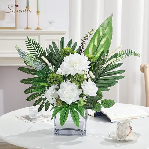 Serwalin 𝟯𝟯 Pcs Fake Flowers Bouquets, 𝟭𝟵'' Silk Floral Artifical Flowers Arrangements for DIY Wedding Party Decorations and Table Centerpieces Home Decor, Bathroom, Office Decor(No Include Vase) in Saudi Arabia