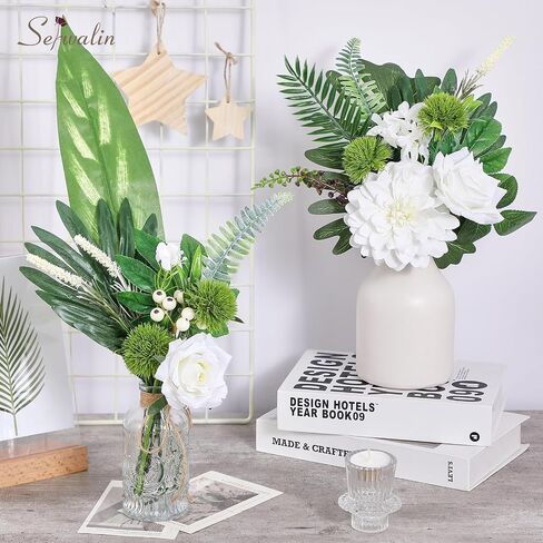 Serwalin 𝟯𝟯 Pcs Fake Flowers Bouquets, 𝟭𝟵'' Silk Floral Artifical Flowers Arrangements for DIY Wedding Party Decorations and Table Centerpieces Home Decor, Bathroom, Office Decor(No Include Vase) in Saudi Arabia